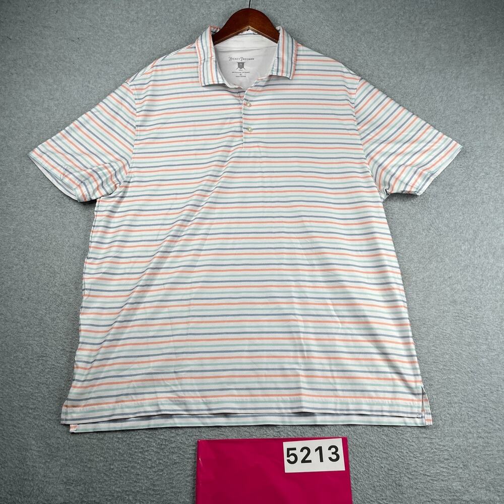 Hickey Freeman Performance Golf Polo Shirt Colorful Striped Stretch Mens XL